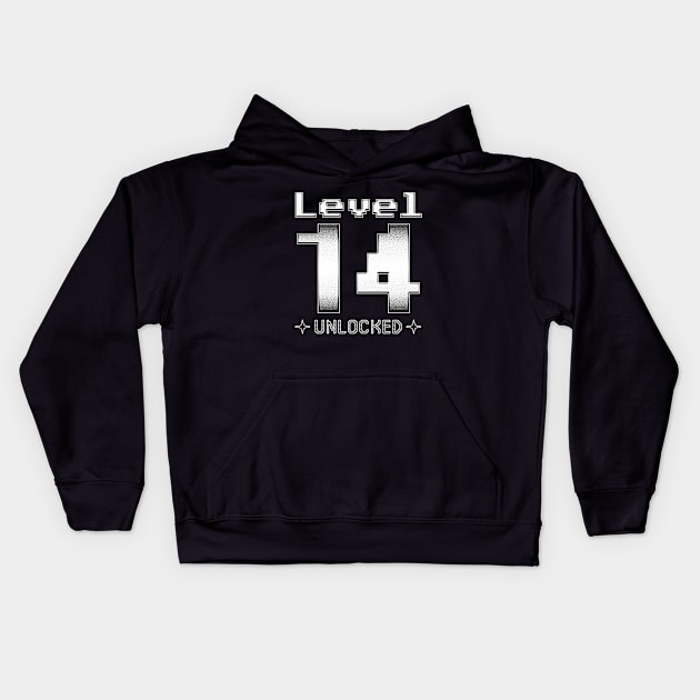 Level 14 Unlocked Kids Hoodie by  magiccatto